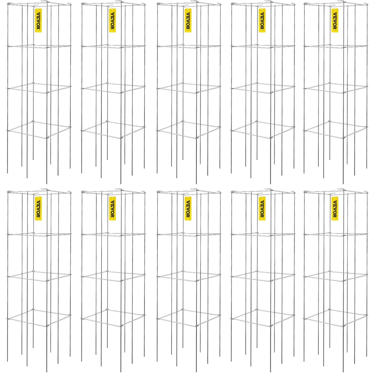 Garden Plant Support Cages, 10-Pack, Steel, 1.17 M for Climbing Plants
