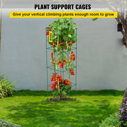 VEVOR Tomato Cages,  30 x 30 x 117 cm, 5 Packs Square Plant Support Cages, Green