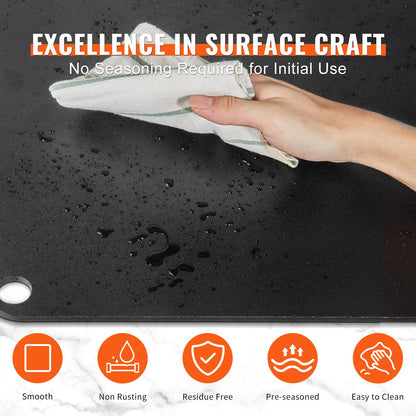 VEVOR Pizza Steel 14"x14"x1/4" Pre-Seasoned Carbon Steel Pizza Baking Stone