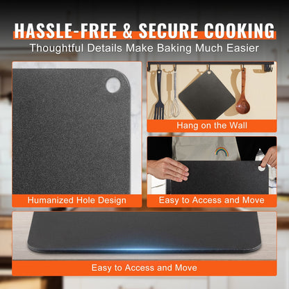 Carbon Steel Pizza Baking Stone, 355x355mm, Pre-Seasoned for Even Baking