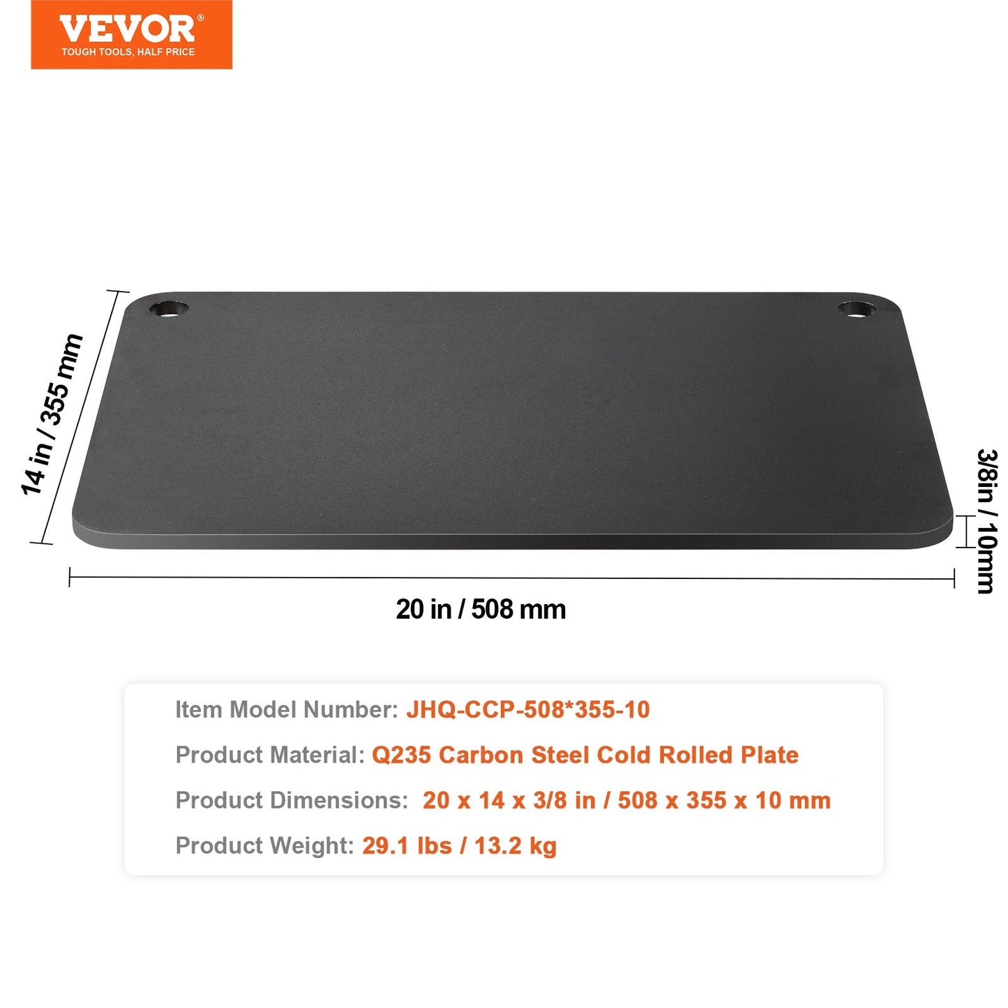 Pre-Seasoned Carbon Steel Pizza Stone - 0.5m x 0.35m, 13.2 kg