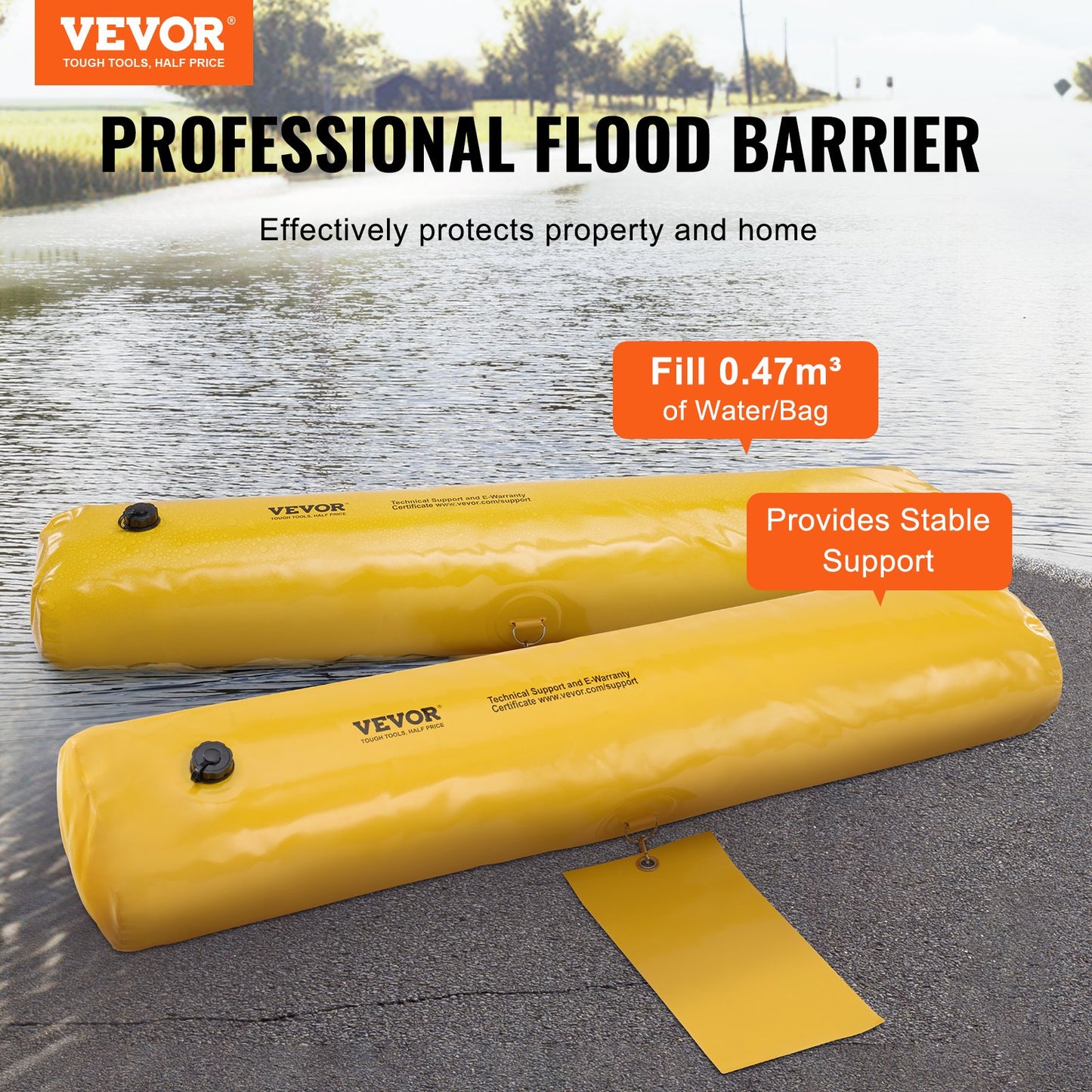 VEVOR Flood Barriers, Sandbag Alternative Flood Bags 4 Pack,  Flood Barrier for