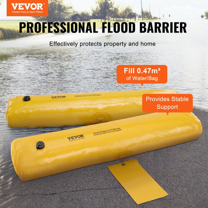 Flood Barrier Bags 4-Pack, 1.22m PVC Tarpaulin, 4kg, with 8 Fixing Clips
