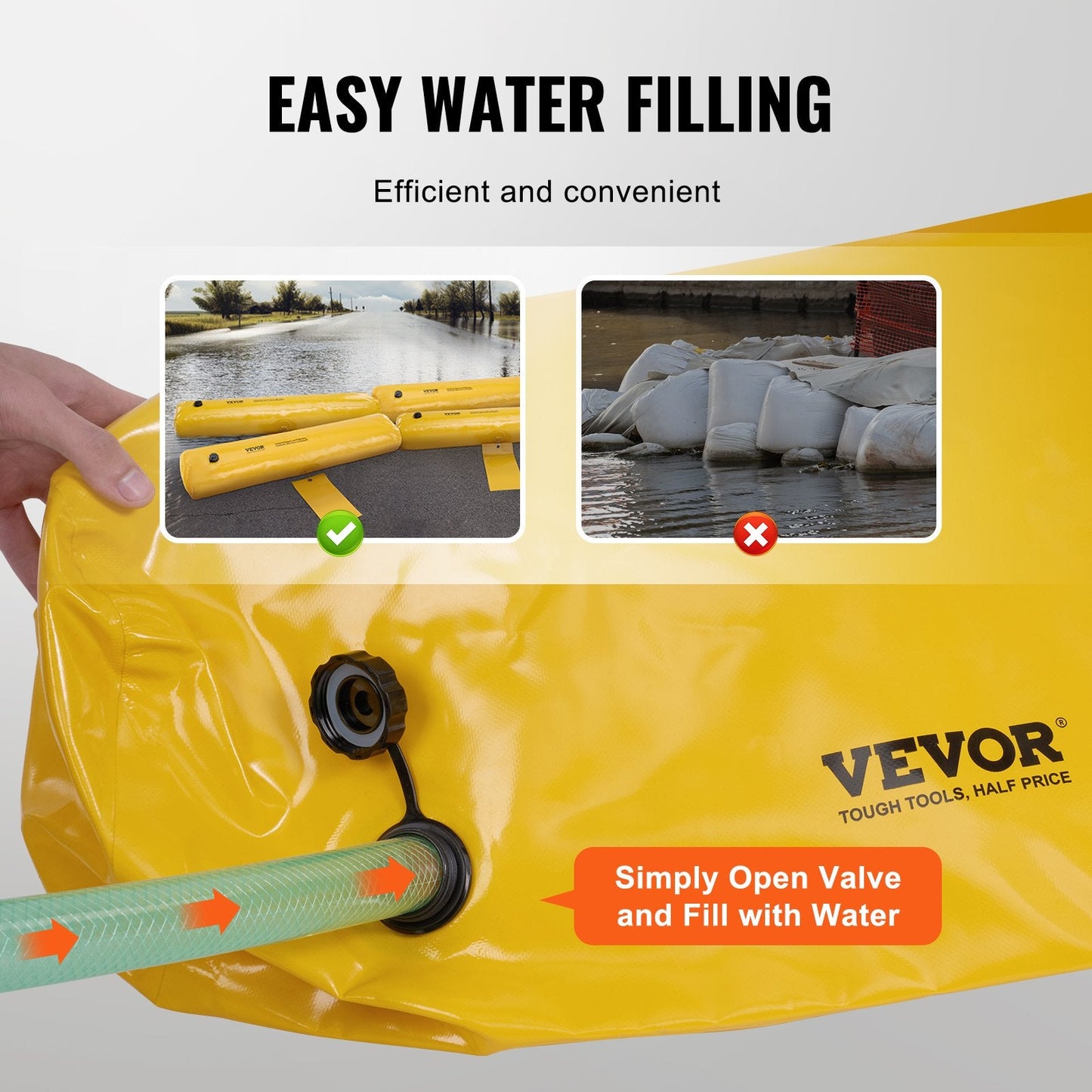Flood Barrier Bags 4-Pack, 1.22m PVC Tarpaulin, 4kg, with 8 Fixing Clips
