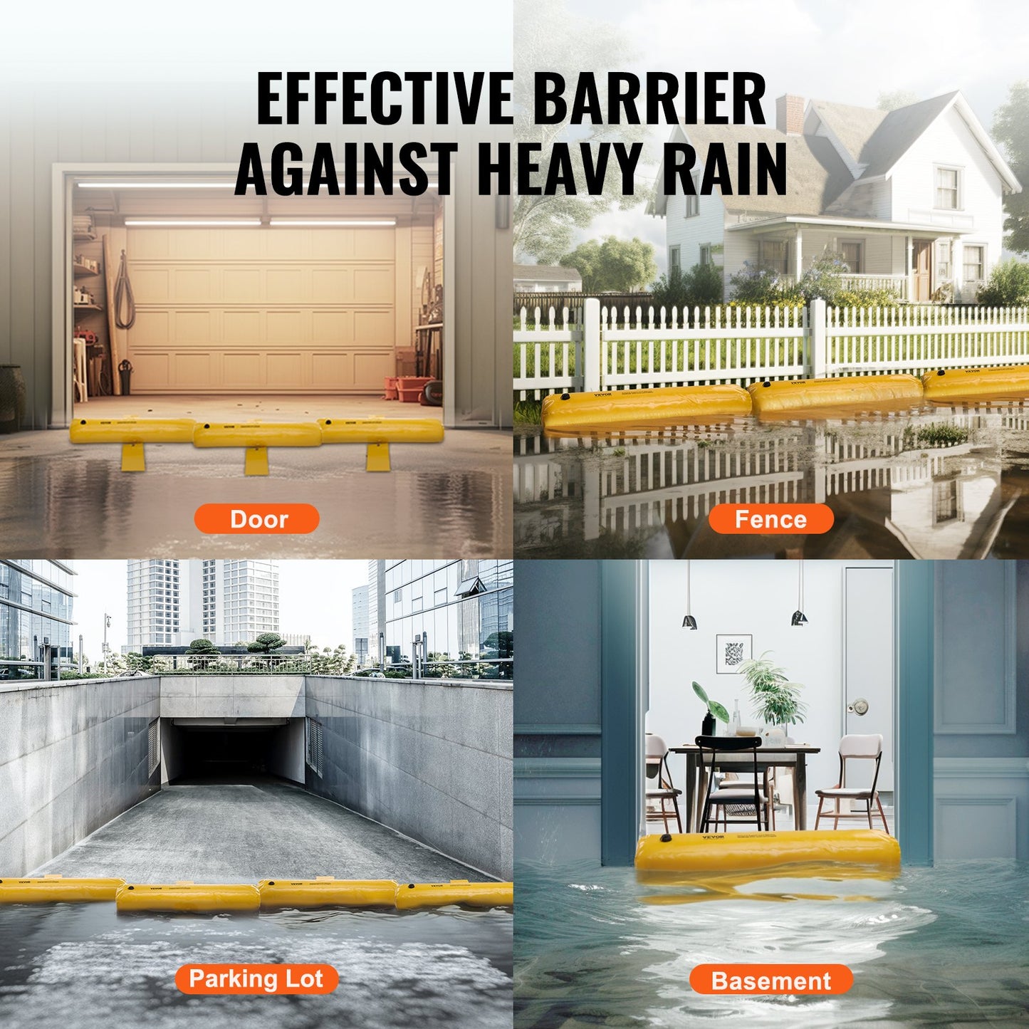 VEVOR Flood Barriers, Sandbag Alternative Flood Bags 4 Pack,  Flood Barrier for