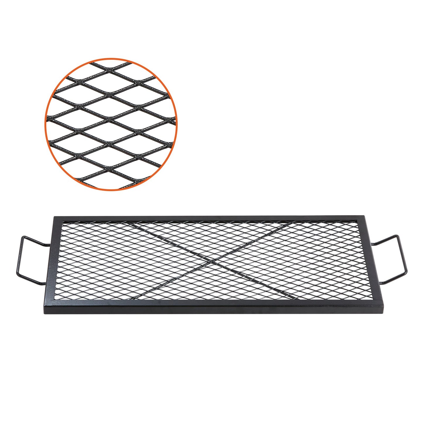 VEVOR X-Marks Fire Pit Grill Grate, Rectangle Cooking Grate, Heavy Duty Steel Campfire