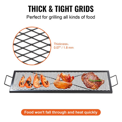 Heavy Duty Steel Campfire Grill Grate, 1.1m Portable BBQ Cooking Grid