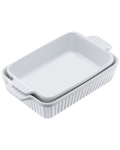VEVOR Ceramic Baking Dish 2 Pieces Rectangular Bakeware Set Deep for Baking