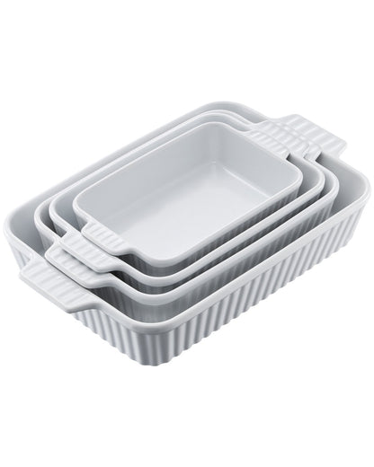 VEVOR Ceramic Baking Dish 4 Pieces Rectangular Bakeware Set Deep for Baking