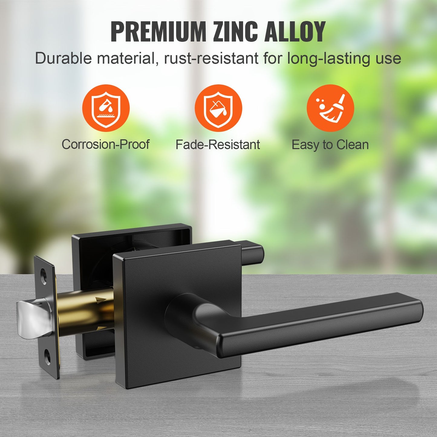 VEVOR Passage Door Handle, 1 Pack Matte Black Door Lever, Left or Right Handing