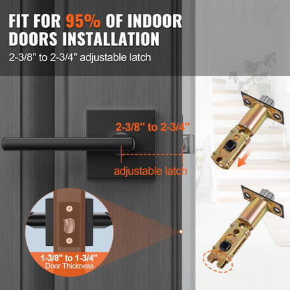 Matte Black Reversible Door Lever Set, 6-Pack for Easy Installation