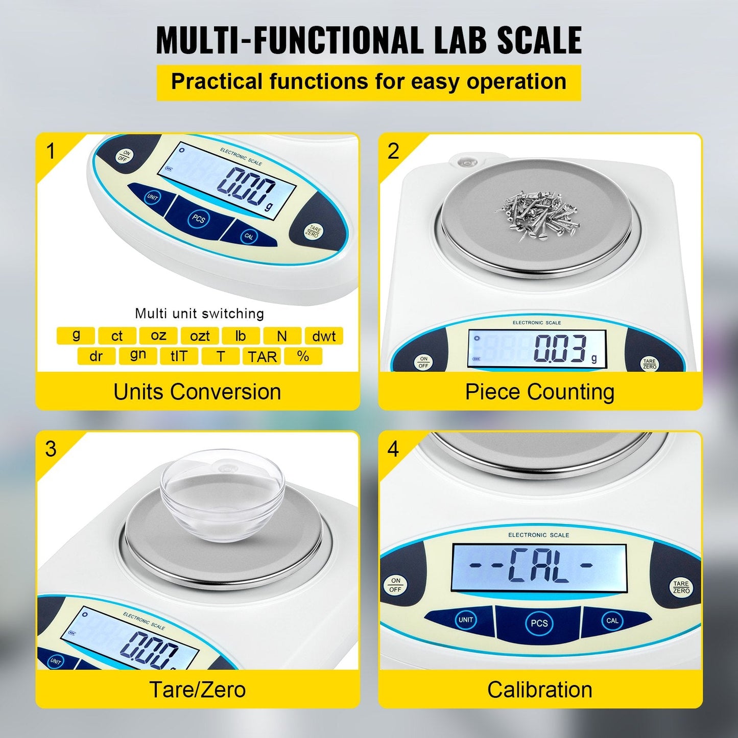 Digital Lab Precision Scale 500g x 0.01g with LCD Display and Wide Usage