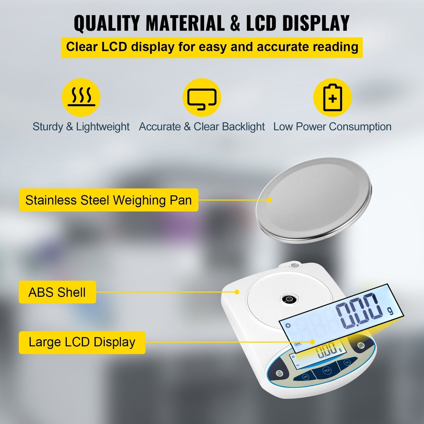Digital Lab Precision Scale 500g x 0.01g with LCD Display and Wide Usage