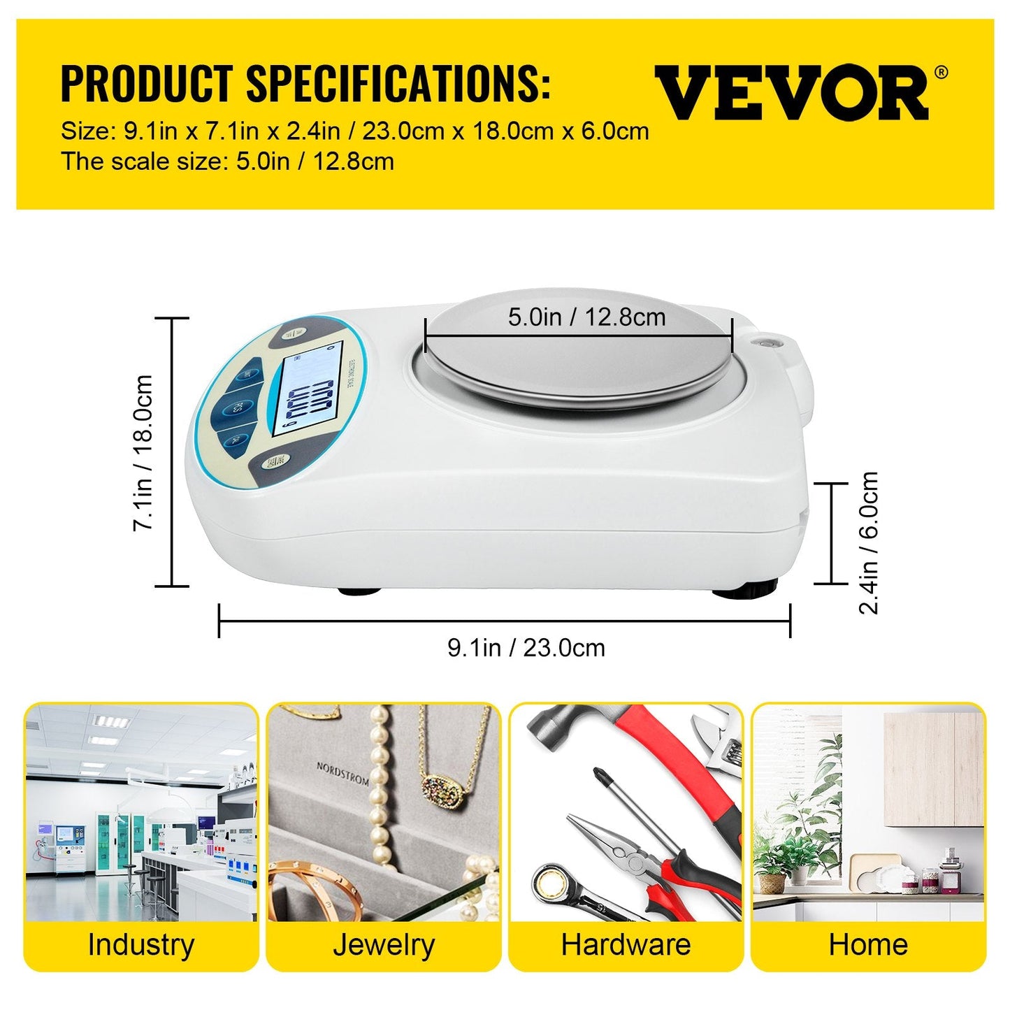 Digital Lab Precision Scale 500g x 0.01g with LCD Display and Wide Usage