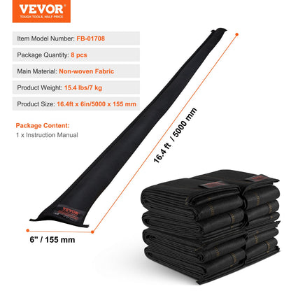 VEVOR Flood Barriers Water Flood Dam Bags 8 pcs 17FT x 6in Water Barriers