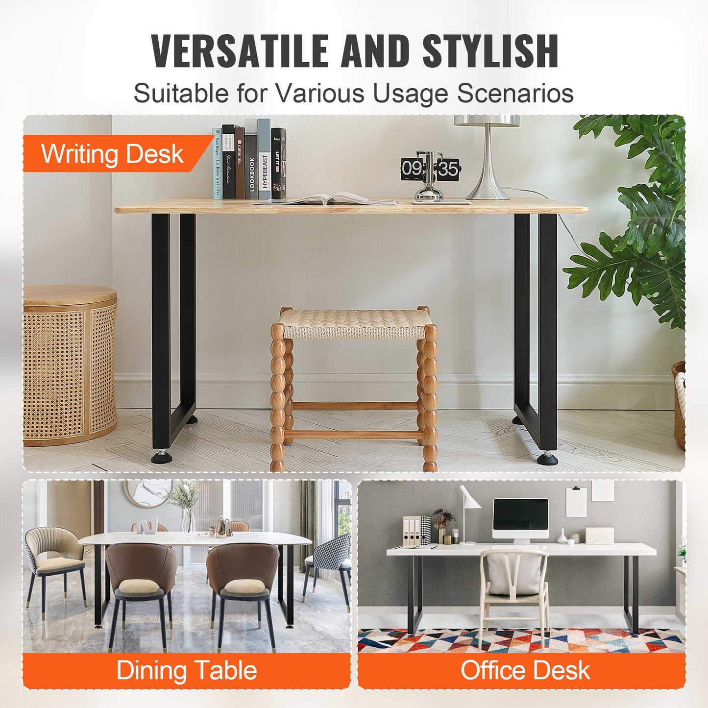 VEVOR 711.2MM Adjustable Furniture Legs, Square Reinforced Steel Office Table legs