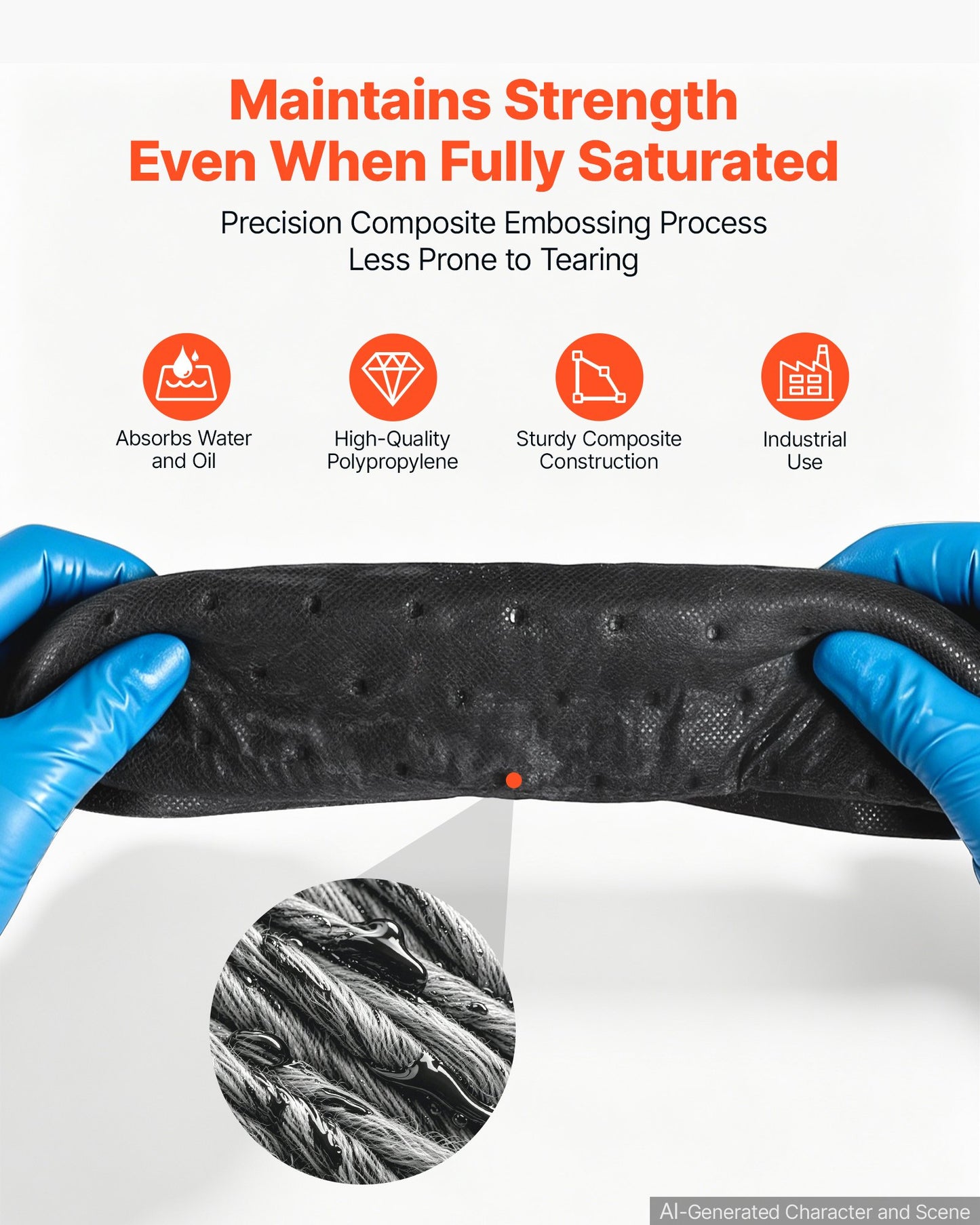Oil & Water Absorbent Pads, 41x46 cm 100-Pack, Heavy-Duty Spill Absorbing Pads, Universal for Gasoline/Engine Oil/Water/Coolant, Durable PP Spill Control Mats for Garage Workshop Factory