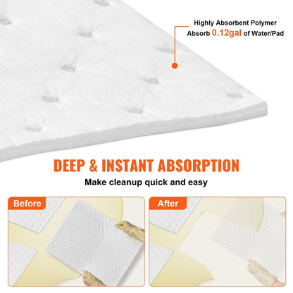 Oil Spill Absorbent Pads, 6.5 kg, 0.38x0.5m, Pack of 100, 20 Gal Capacity