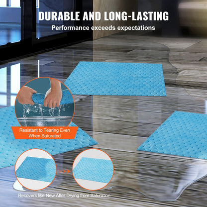 VEVOR Spill Absorbent Pads, Water Absorbing Mat Pad in Dispenser Box, 6 Gal Capacity,