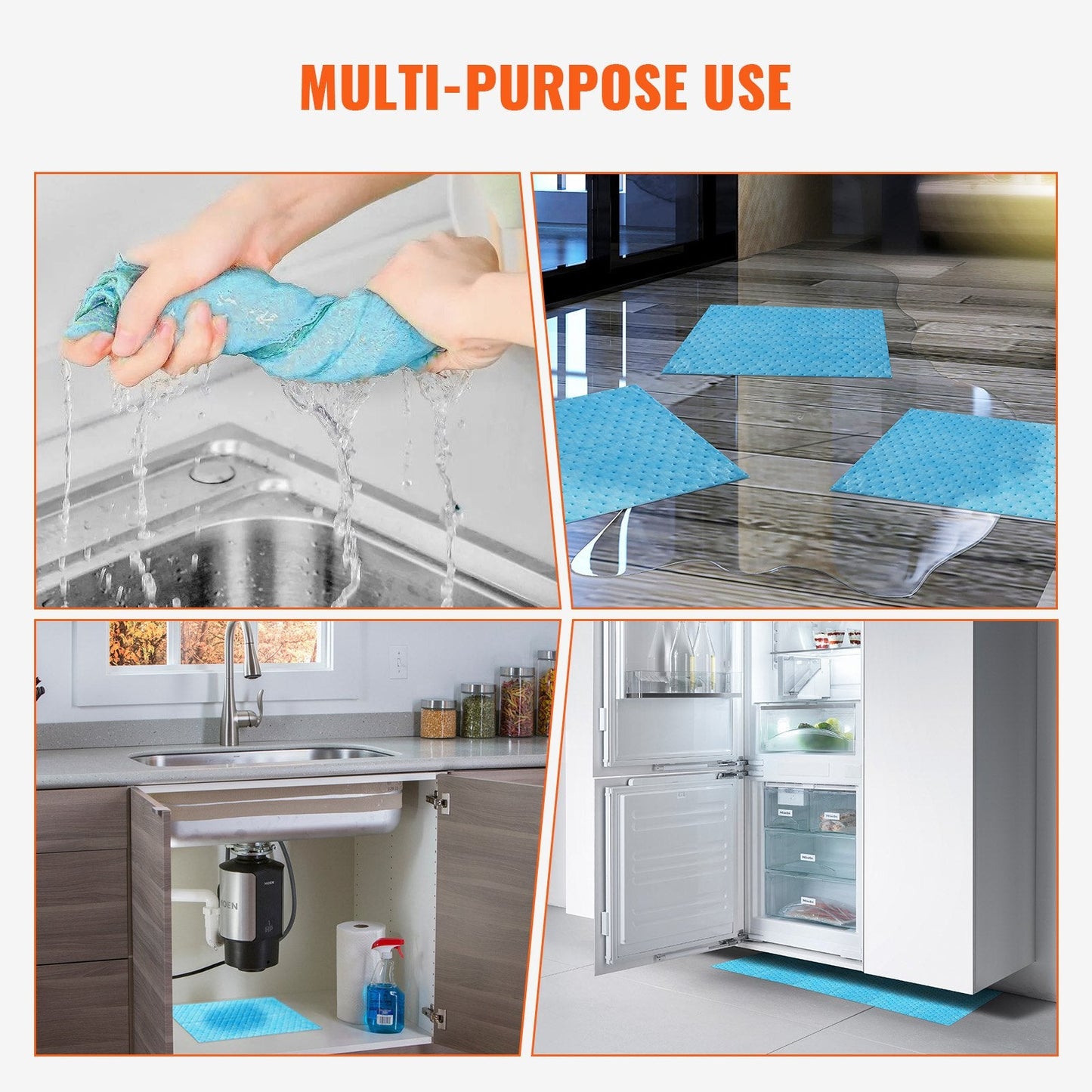 High Absorption Water Absorbent Pads with Dispenser Box, 6 Gal, 30 Pack