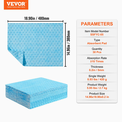 VEVOR Spill Absorbent Pads, Water Absorbing Mat Pad in Dispenser Box, 6 Gal Capacity,