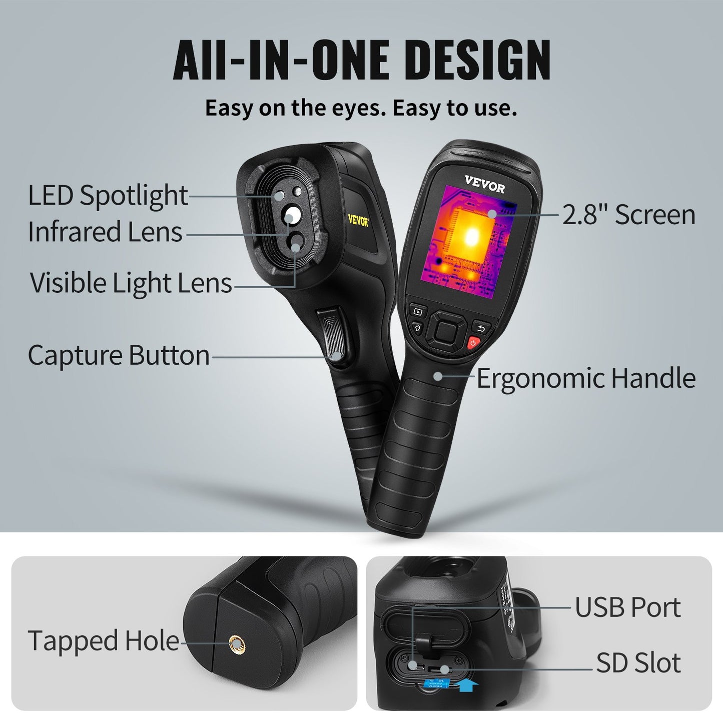 VEVOR Infrared Thermal Imager Thermal Camera IR Resolution 240x180 2.8" LCD Screen