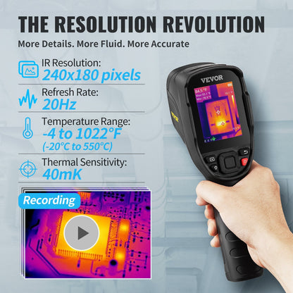 Infrared Thermal Camera 2MP, 240x180 Resolution, Waterproof, 11h Battery Life
