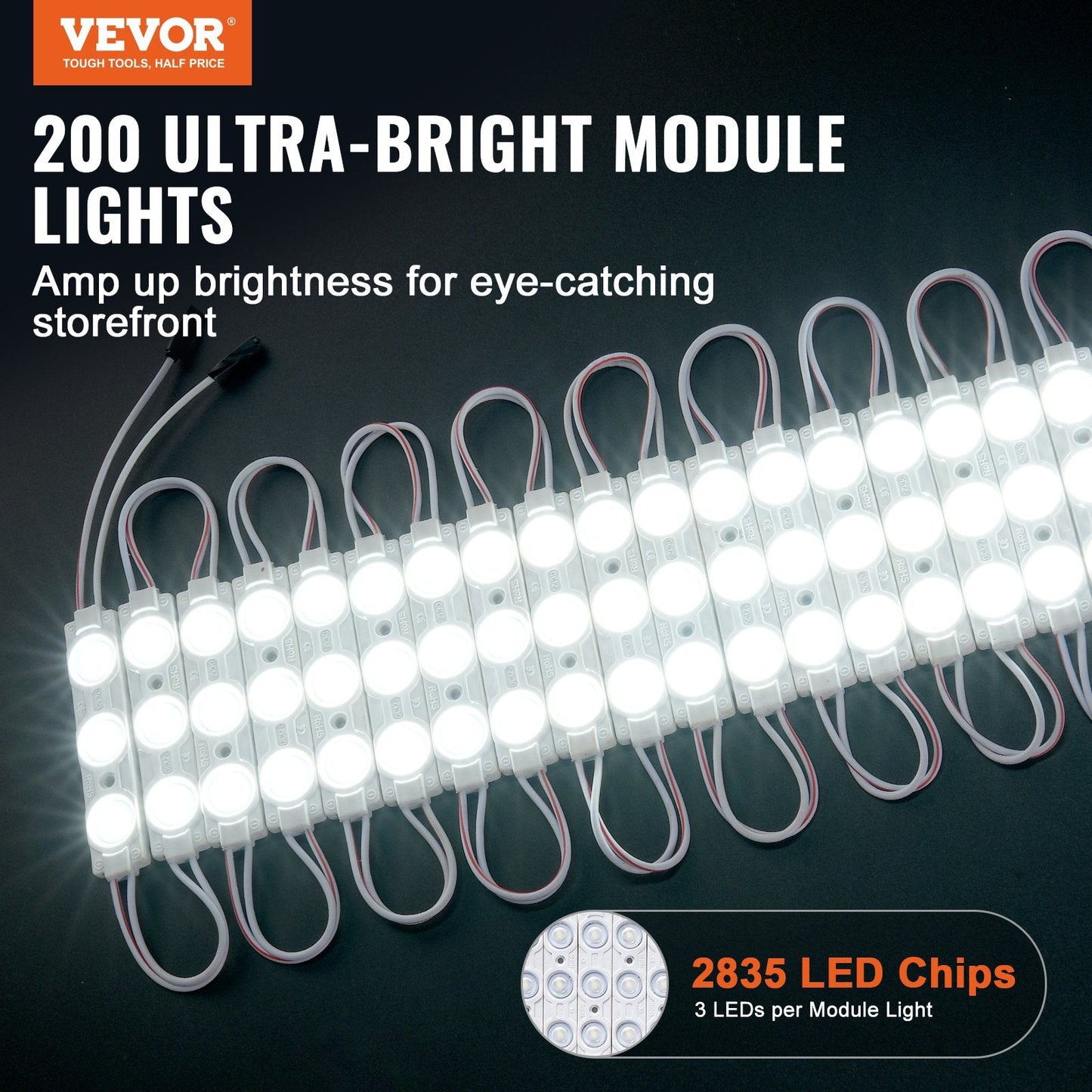 200 LED Storefront Lights, 31m DC 12V, IP68 Waterproof, Adhesive Backing