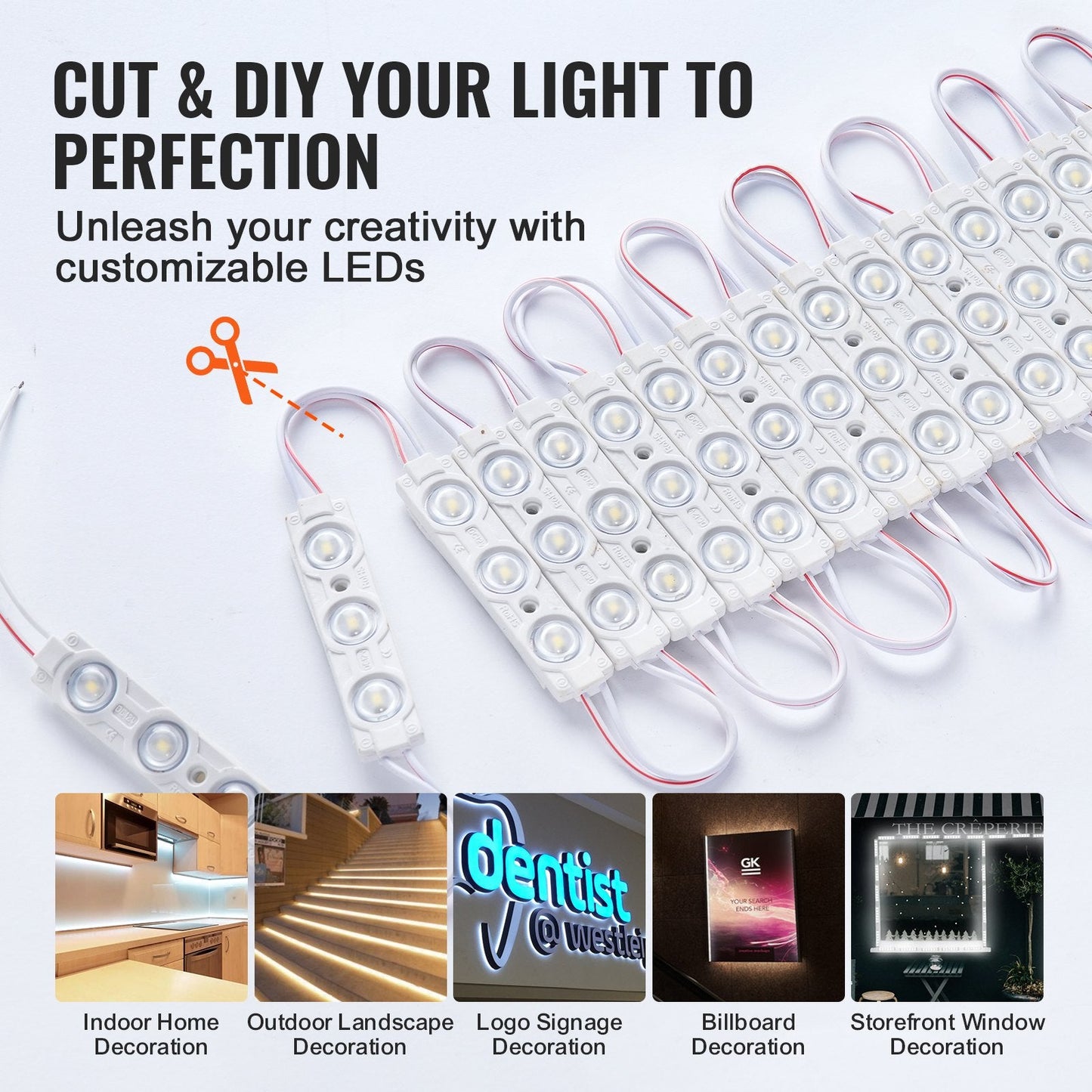 200 LED Storefront Lights, 31m DC 12V, IP68 Waterproof, Adhesive Backing