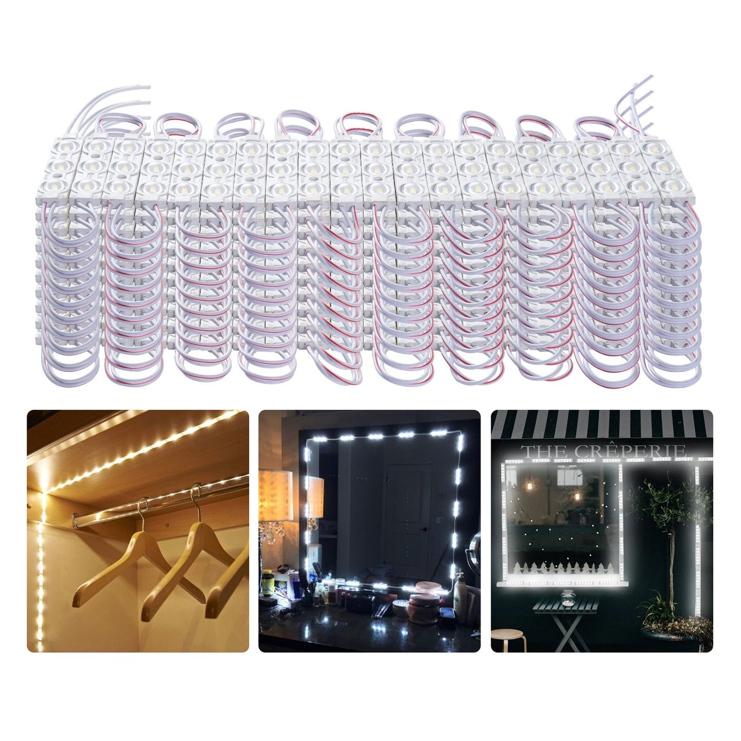 VEVOR 200PCS LED Storefront Lights, 103 ft DC 12V, LED Module Lights, 2835 SMD 3-LED
