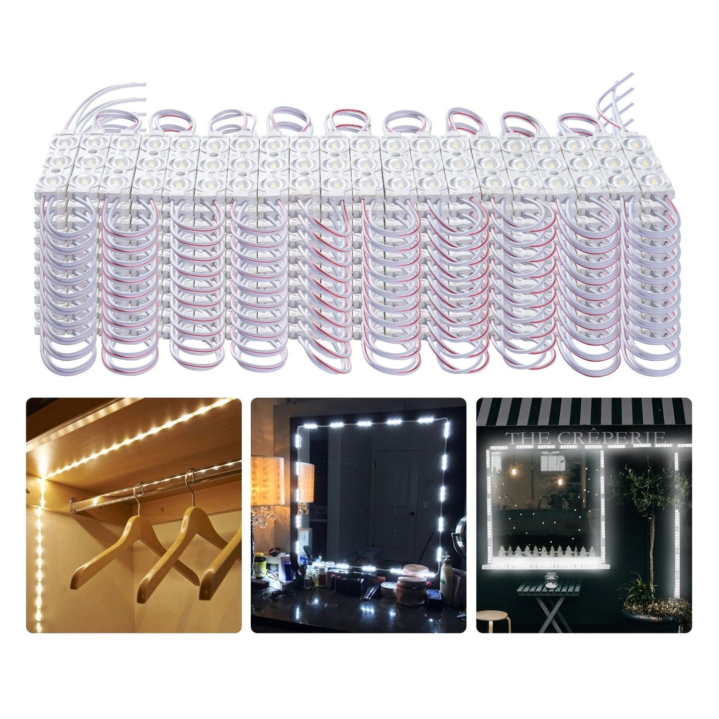 200 LED Storefront Lights, 31m DC 12V, IP68 Waterproof, Adhesive Backing