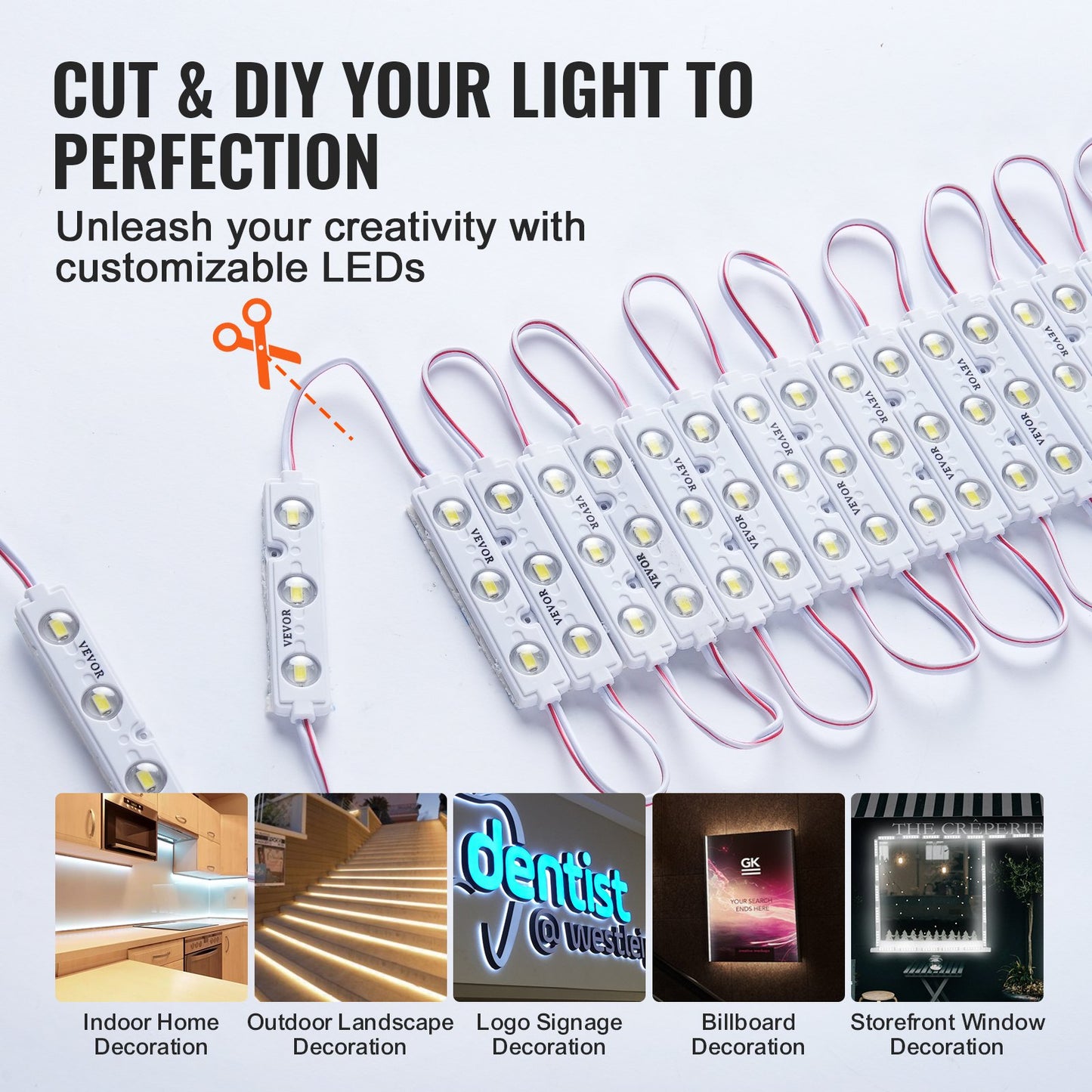 VEVOR 200PCS LED Storefront Lights, 108 ft DC 12V, LED Module Lights, 5730 SMD 3-LED