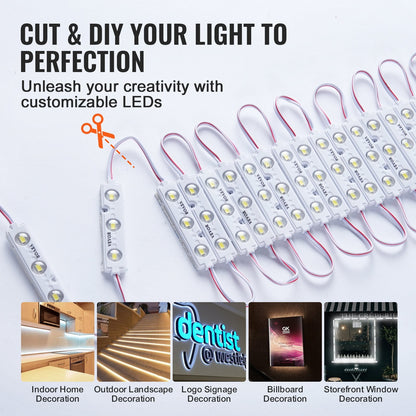 200 LED Module Lights, 33m, 12V, IP68 Waterproof, for Storefront Signs