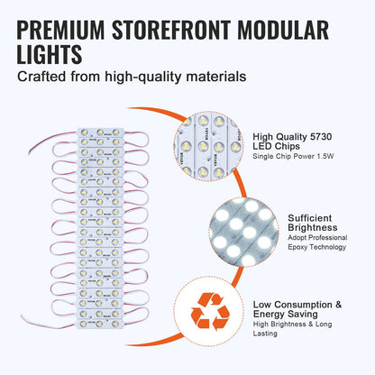 200 LED Module Lights, 33m, 12V, IP68 Waterproof, for Storefront Signs