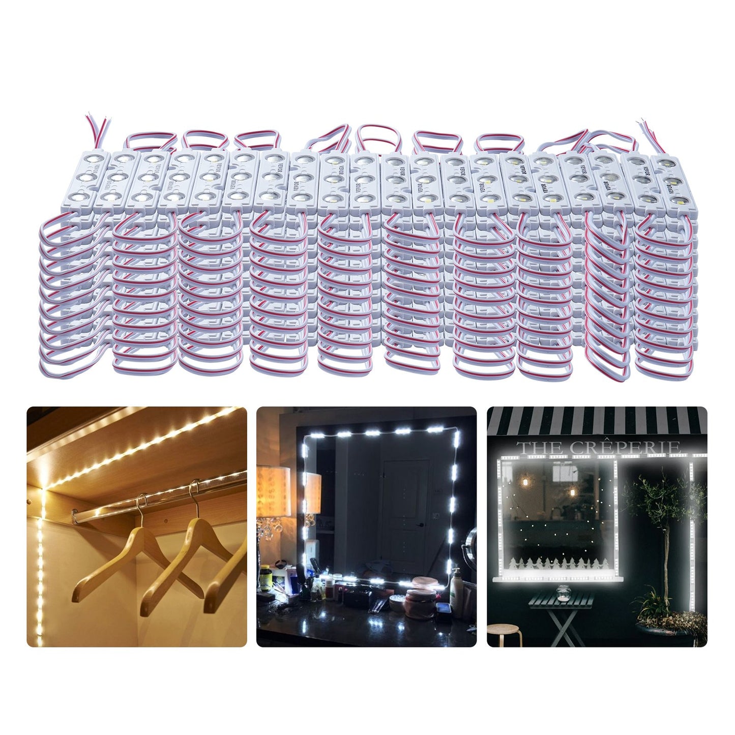 VEVOR 200PCS LED Storefront Lights, 108 ft DC 12V, LED Module Lights, 5730 SMD 3-LED