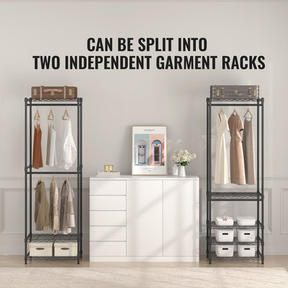 Heavy Duty Rolling Garment Rack with 4 Rods & 8 Tiers, 362 kg Capacity