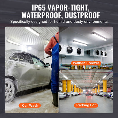 VEVOR 4FT LED Vapor Tight Light, 60W/50W/40W Selectable, 5000K Vapor Proof Light