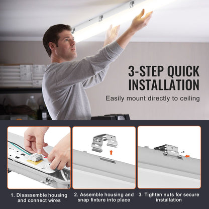 VEVOR 4FT LED Vapor Tight Light, 60W, 7400LM Vapor Proof Light Fixture with 5000K