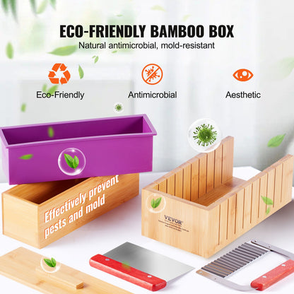 VEVOR Soap Making Kit, Bamboo Cutting Box and Inner Box with Silicone Mold, Stainless