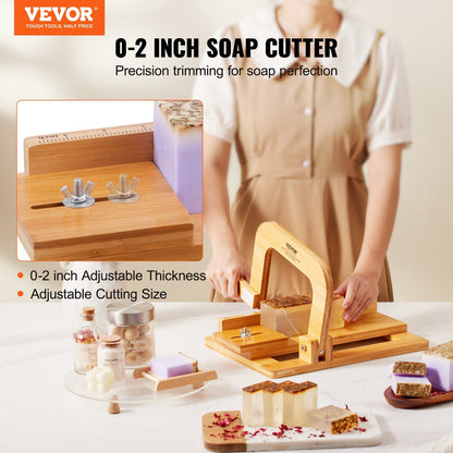 Adjustable Bamboo Soap Slicer with Stainless Steel Wire for DIY Projects
