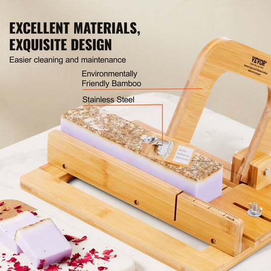 Adjustable Bamboo Soap Slicer with Stainless Steel Wire for DIY Projects