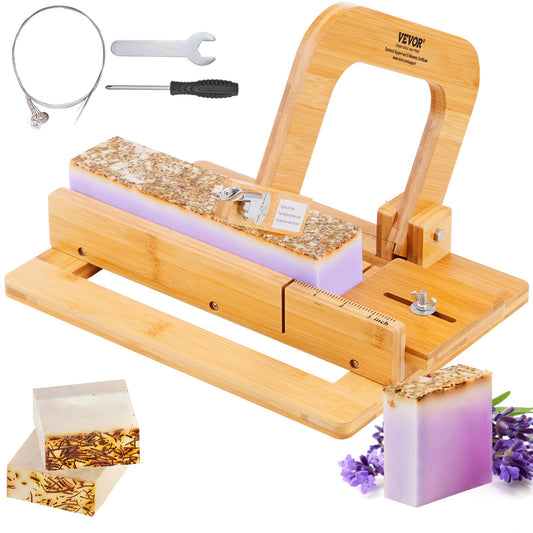 VEVOR Soap Cutter, 0-2 inch Adjustable Thickness, Bamboo Soap Slicer With Adjustable