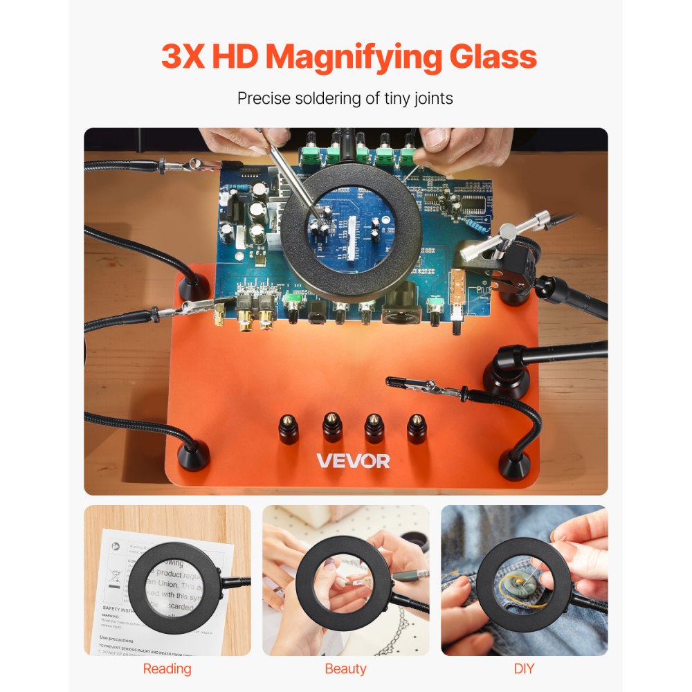 VEVOR Magnetic Helping Hands Soldering Station 3X Magnifying Lamp Air Gun Holder