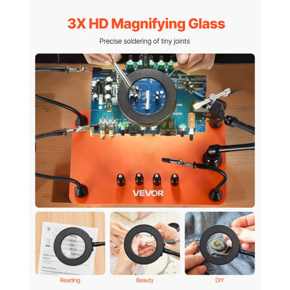 VEVOR Magnetic Helping Hands Soldering Station 3X Magnifying Lamp Air Gun Holder
