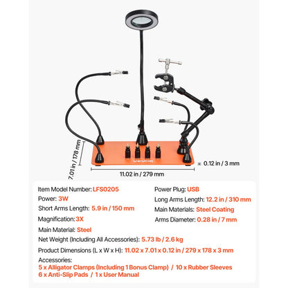 VEVOR Magnetic Helping Hands Soldering Station 3X Magnifying Lamp Air Gun Holder