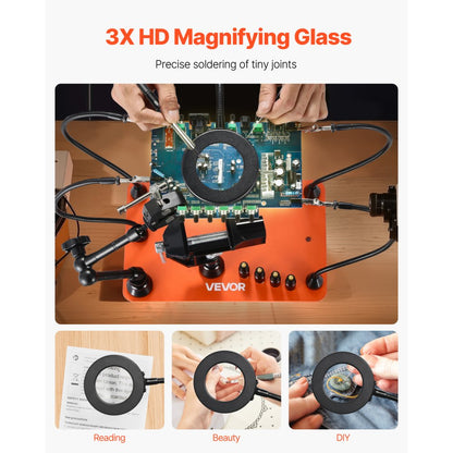 VEVOR Magnetic Helping Hands Soldering Station Vice Magnifying Lamp 4 PCB Holder