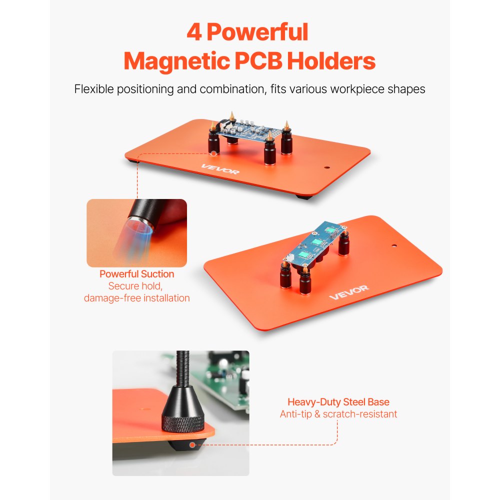 VEVOR Magnetic Helping Hands Soldering Station Vice Magnifying Lamp 4 PCB Holder