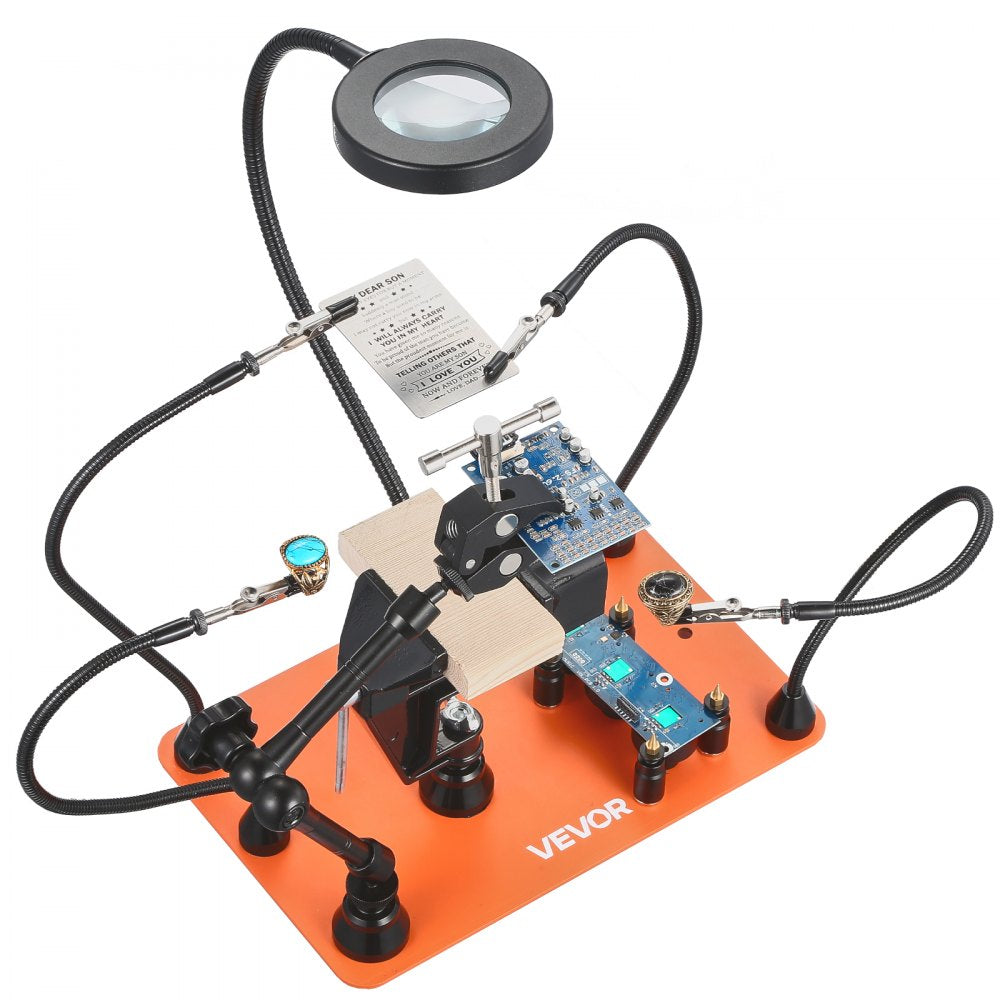 VEVOR Magnetic Helping Hands Soldering Station Vice Magnifying Lamp 4 PCB Holder