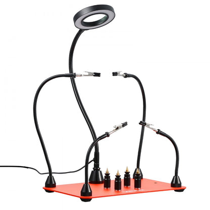 VEVOR Magnetic Helping Hands Soldering Station 3X LED Magnifying Lamp 4 PCB Holders