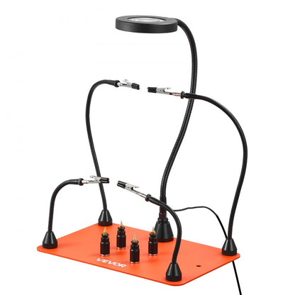 VEVOR Magnetic Helping Hands Soldering Station 3X LED Magnifying Lamp 4 PCB Holders